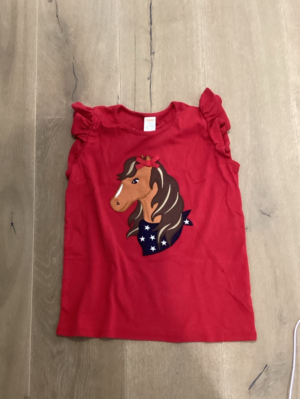 Gymboree Red Tank Top with Horse Graphic and Ruffle Sleeves